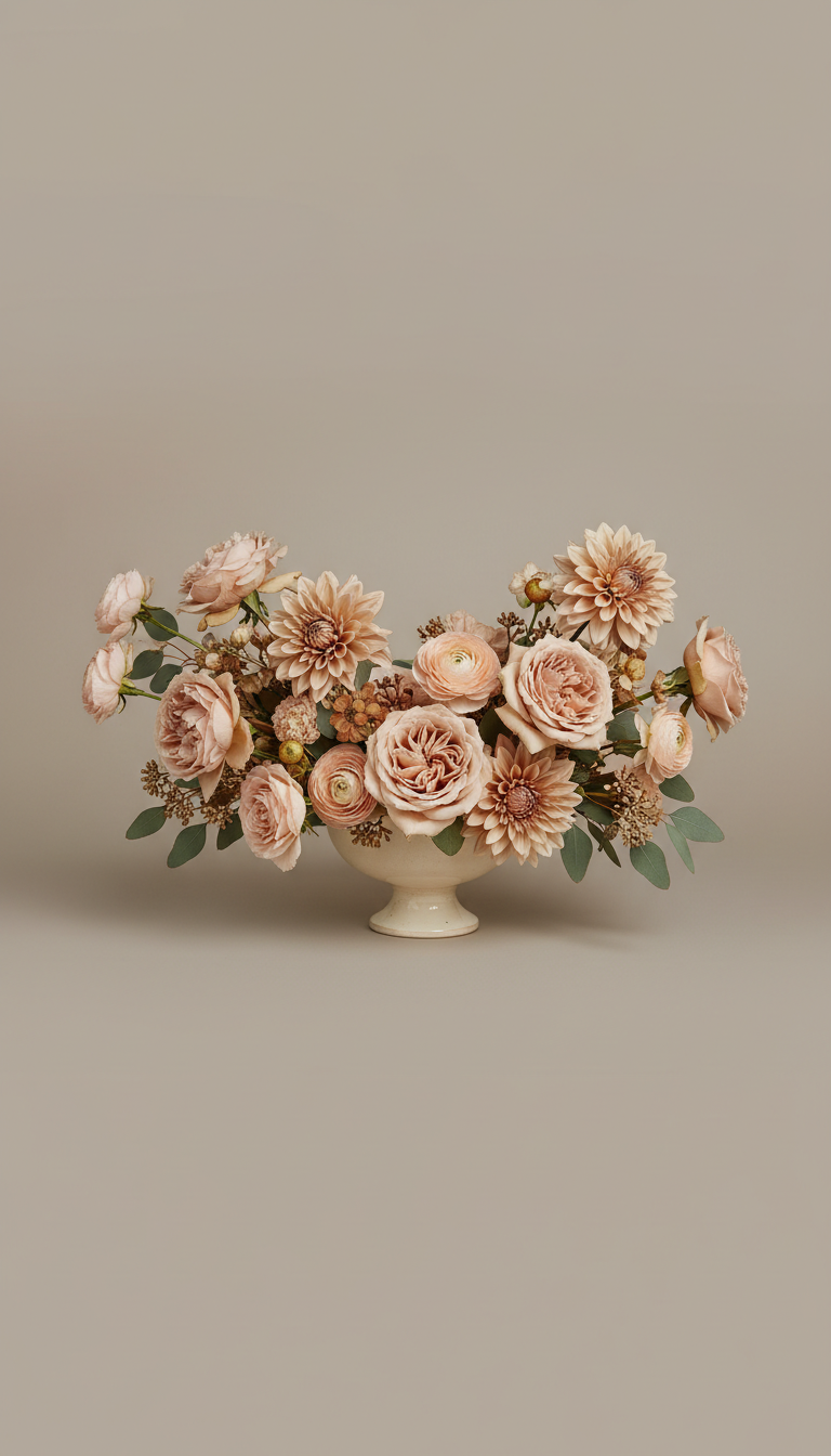 Blush Peach Floral Centerpiece Arrangement