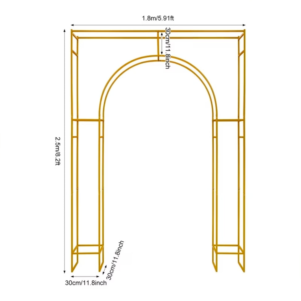 (Te huur) Wedding Arch Bracket (outer Arch) 16 Square Tube 180*30*250cm- Golden, Wedding Arch,, Party Decorations